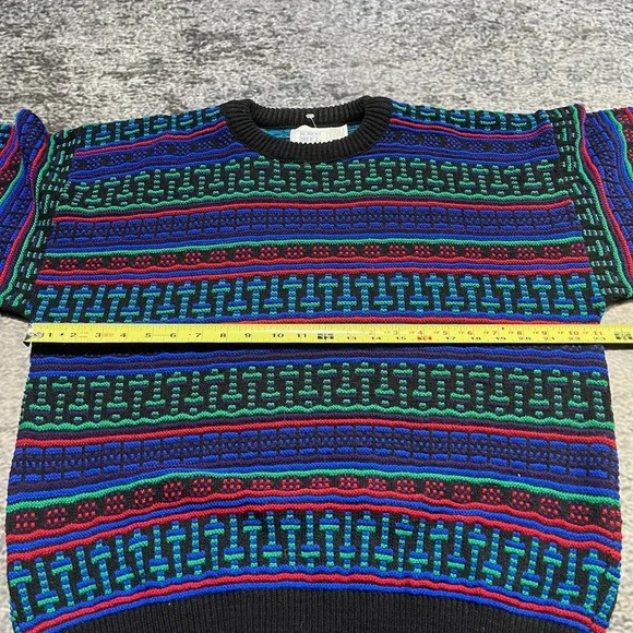 Robert Bruce Sweater Mens Large Vintage 90s Geometric Pattern Coogi Style - Picture 5 of 8